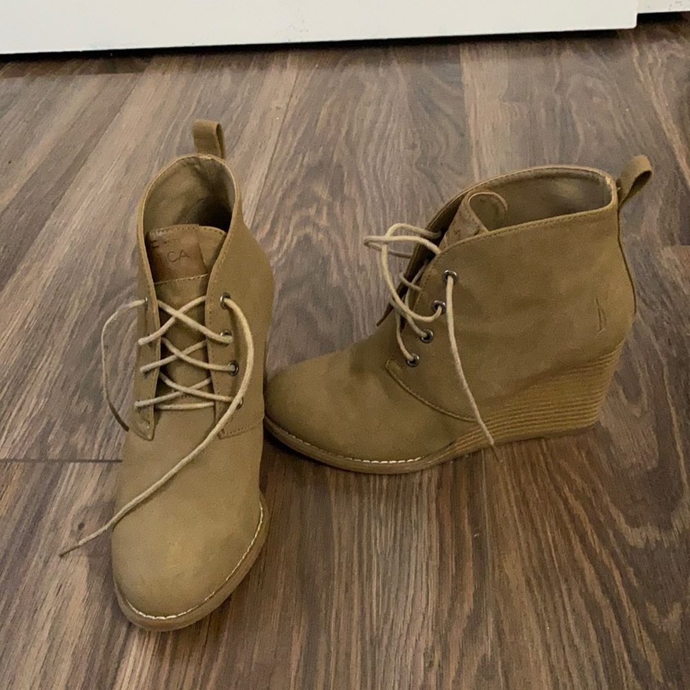 Cute lace up wedge booties